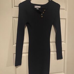 Pink Rose Sweater Dress XS BLACK